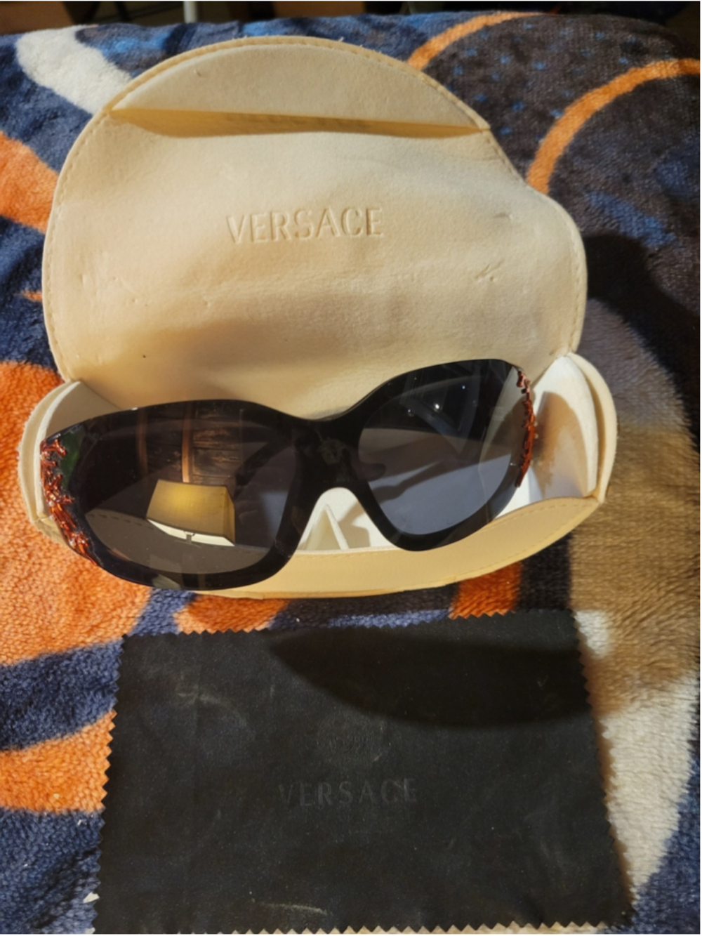 Versace Women's Black Gradient Sunglasses with Decorative Temples